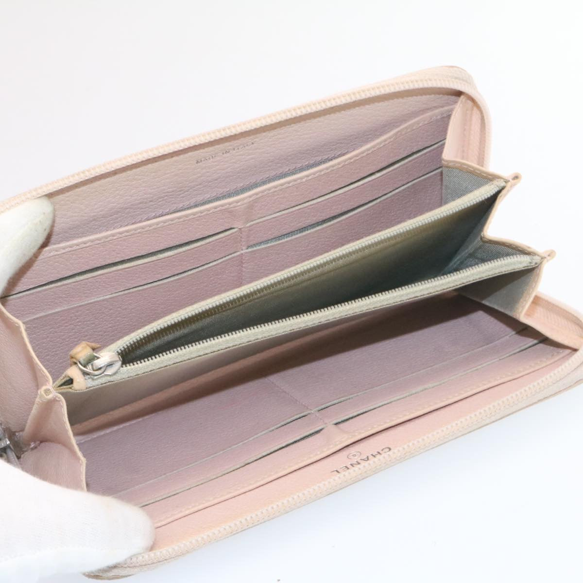 CHANEL Camelia Zip Around Wallet Leather Pink CC am1797g