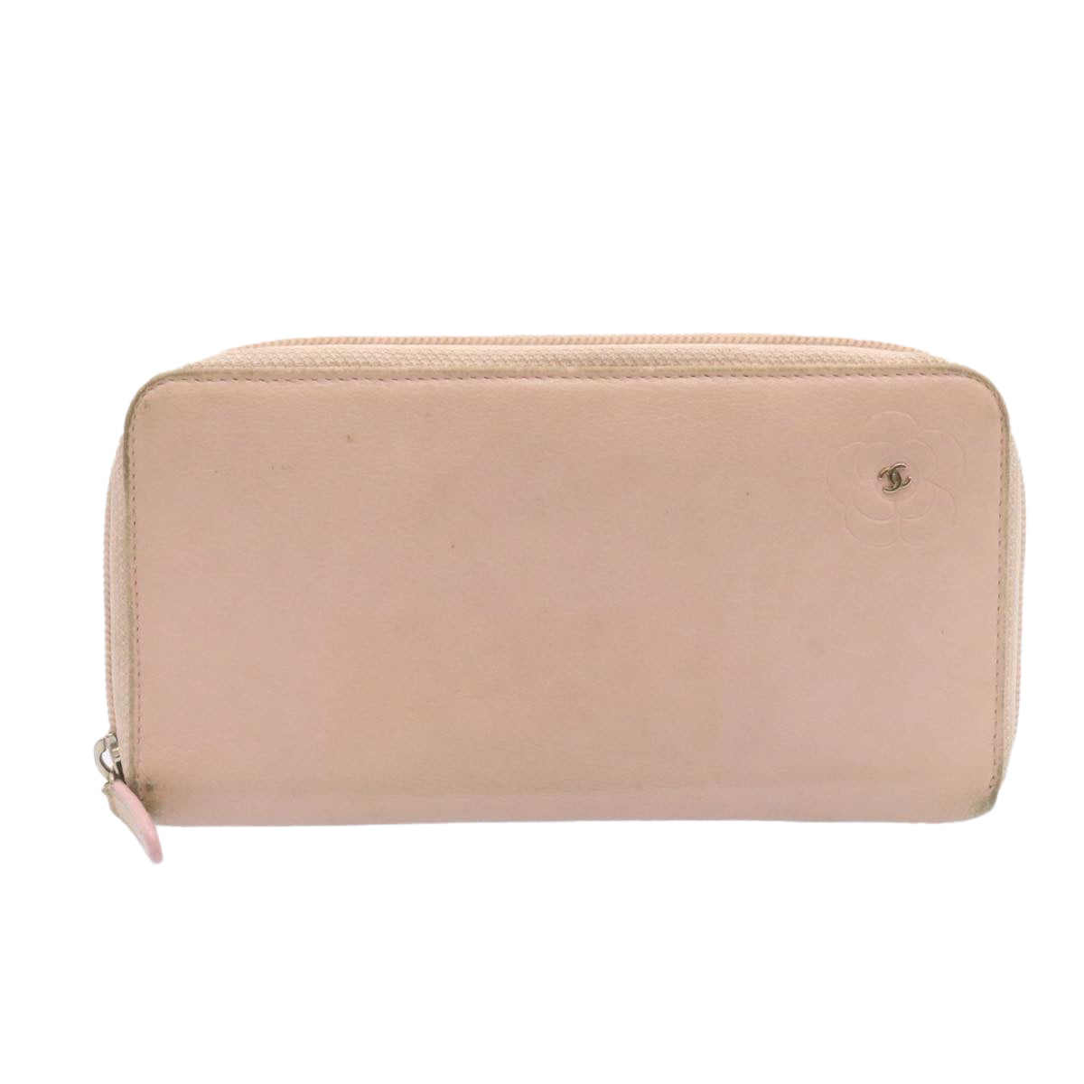 CHANEL Camelia Zip Around Wallet Leather Pink CC am1797g