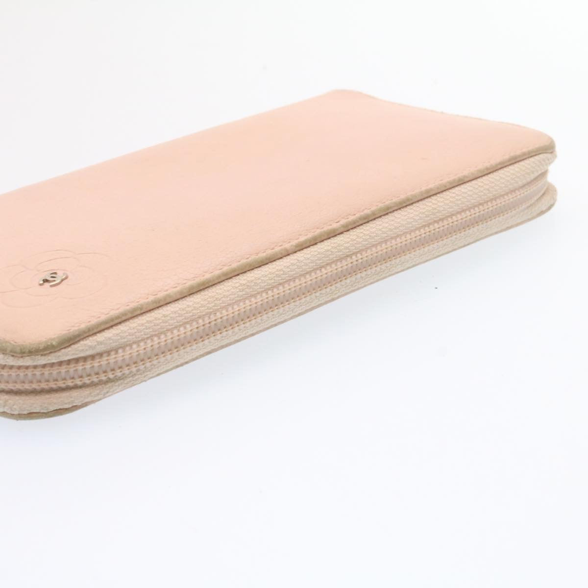 CHANEL Camelia Zip Around Wallet Leather Pink CC am1797g