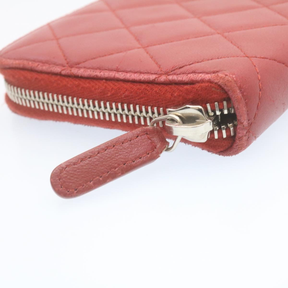 CHANEL Matelasse Wallet Lamb Skin Red CC am2154gA