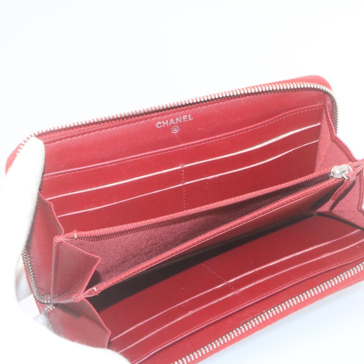 CHANEL Matelasse Wallet Lamb Skin Red CC am2154gA