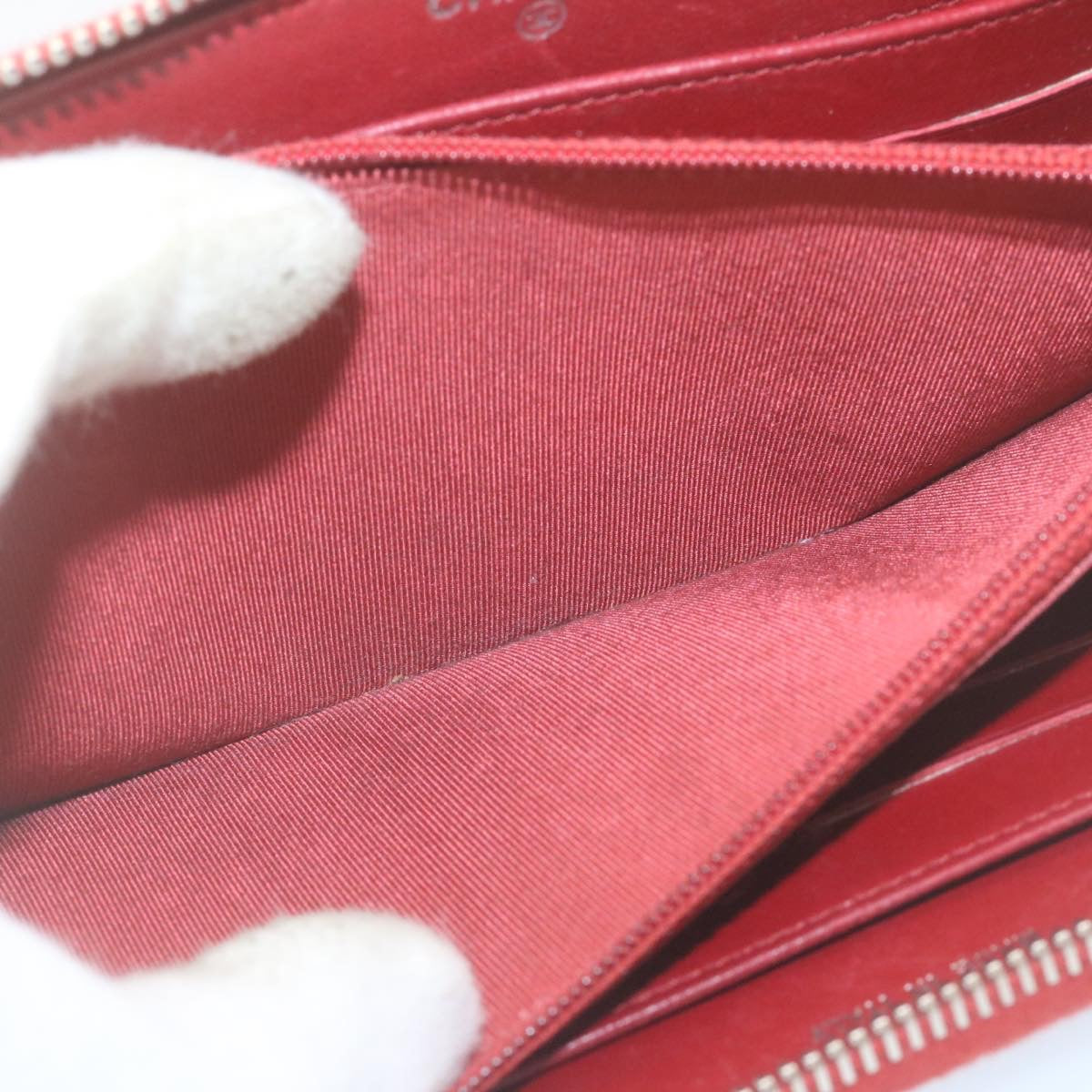 CHANEL Matelasse Wallet Lamb Skin Red CC am2154gA