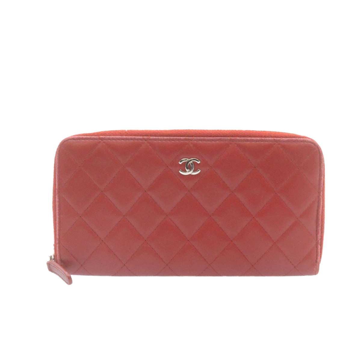 CHANEL Matelasse Wallet Lamb Skin Red CC am2154gA