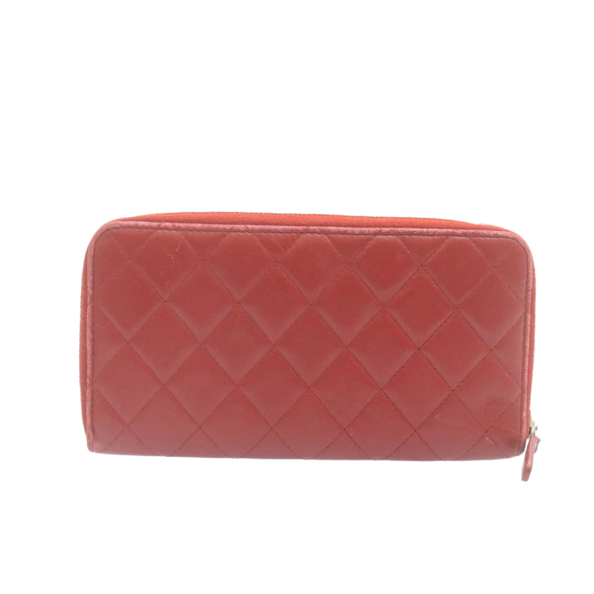 CHANEL Matelasse Wallet Lamb Skin Red CC am2154gA