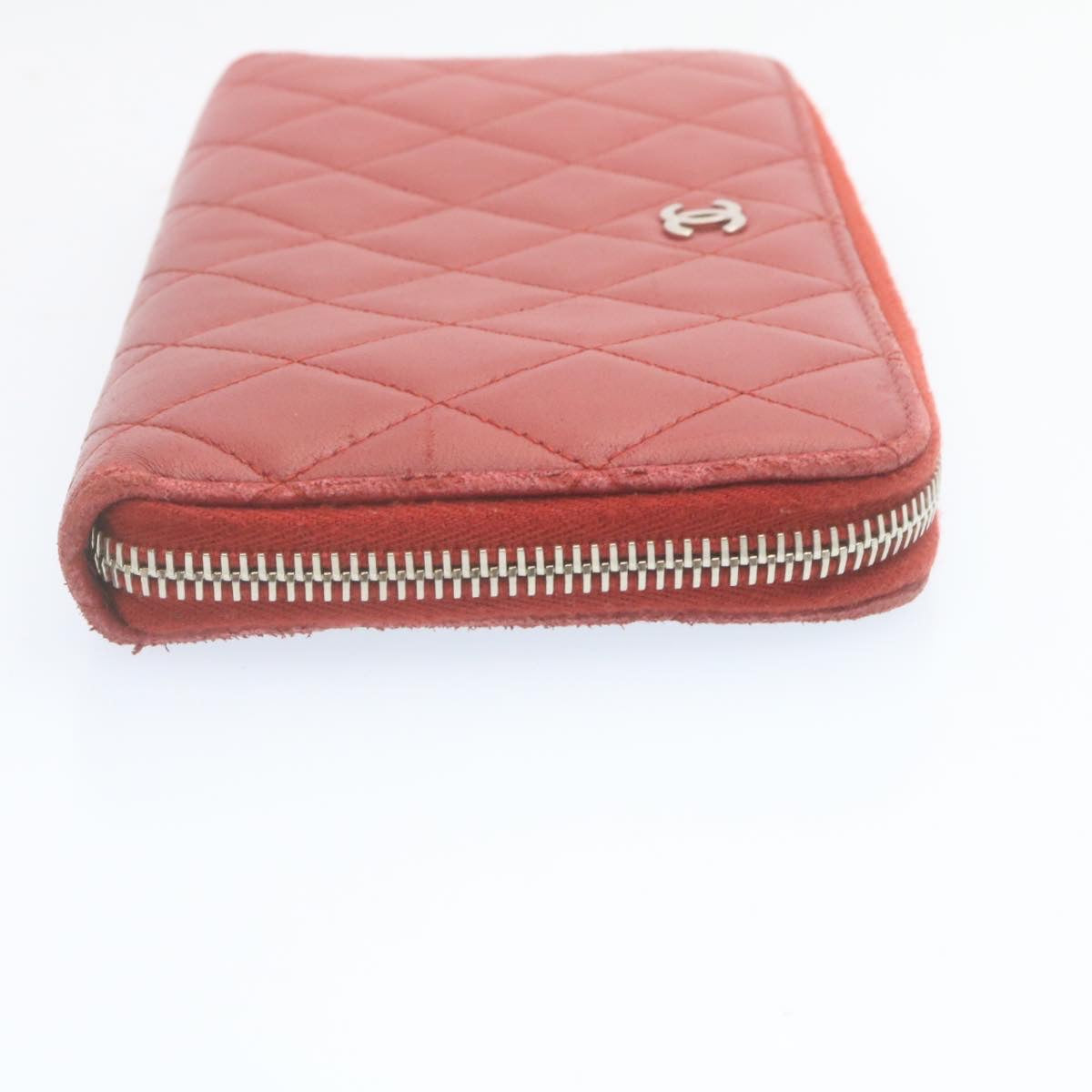 CHANEL Matelasse Wallet Lamb Skin Red CC am2154gA