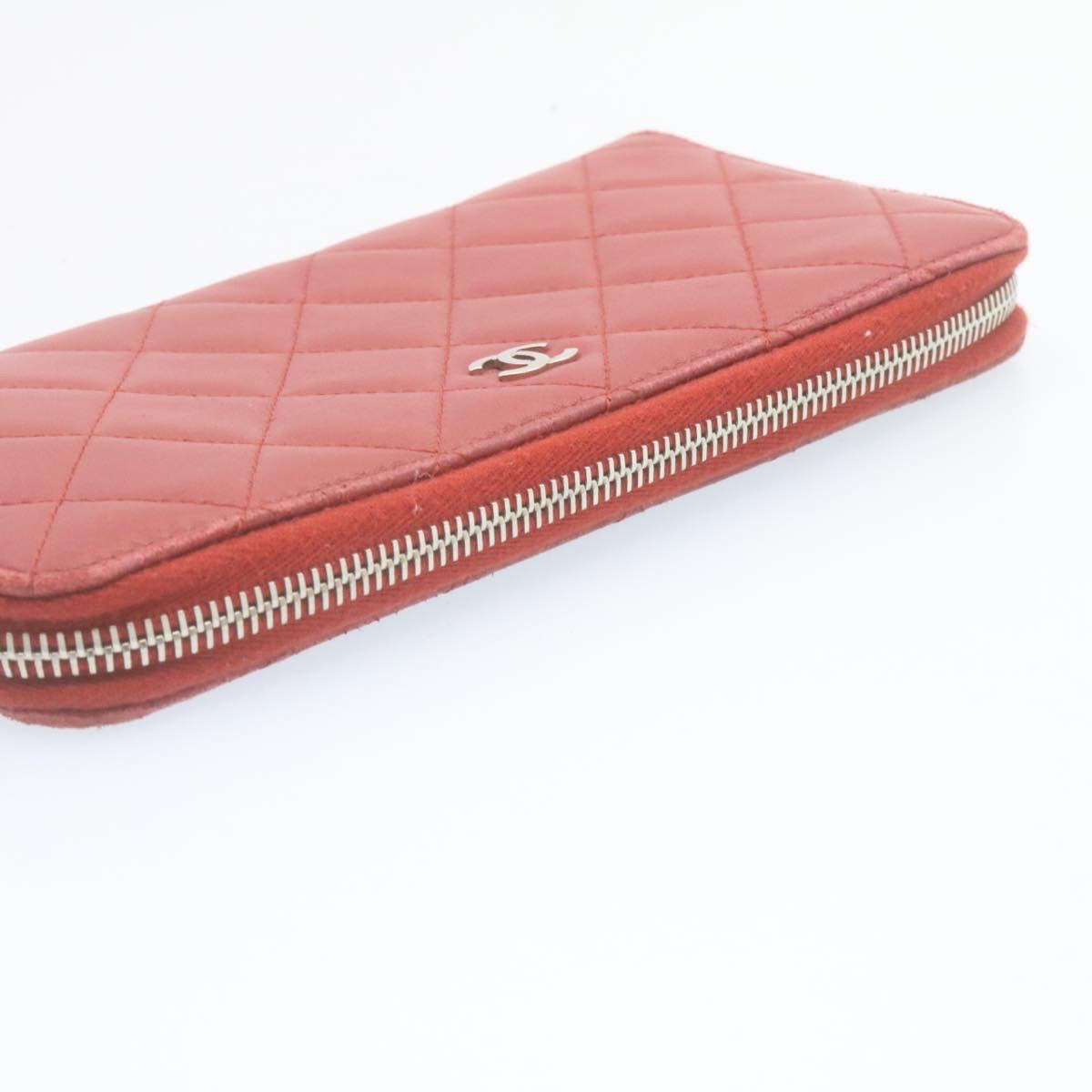 CHANEL Matelasse Wallet Lamb Skin Red CC am2154gA