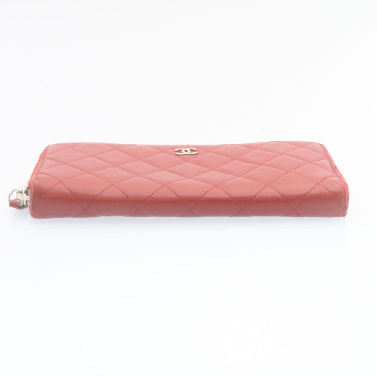 CHANEL Matelasse Wallet Lamb Skin Red CC am2154gA
