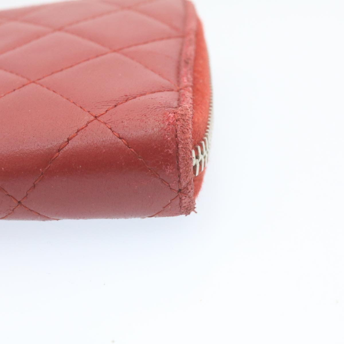 CHANEL Matelasse Wallet Lamb Skin Red CC am2154gA