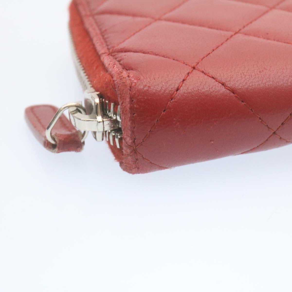 CHANEL Matelasse Wallet Lamb Skin Red CC am2154gA