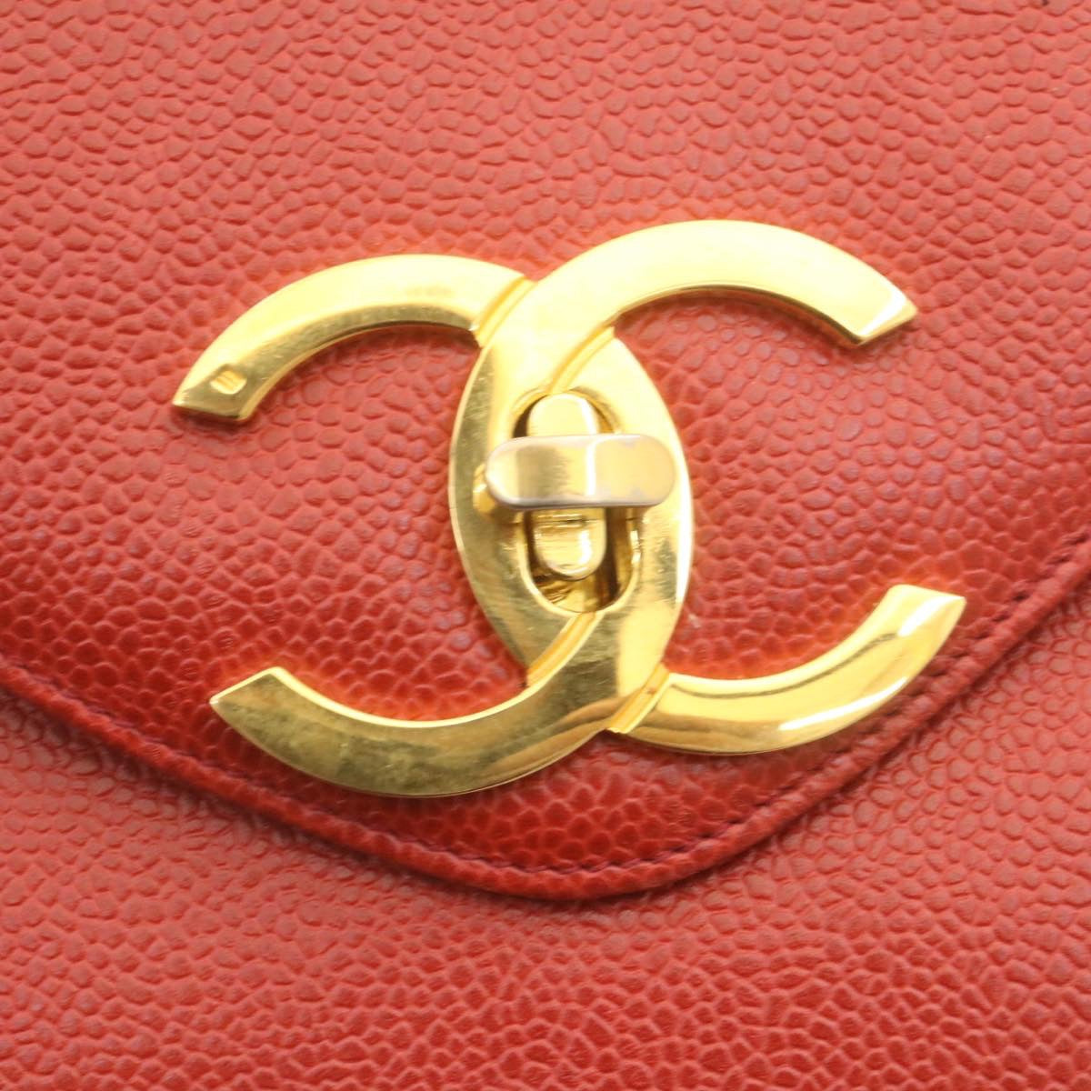 CHANEL COCO Mark Super model Chain Shoulder Bag Caviar Skin Red am2162gA