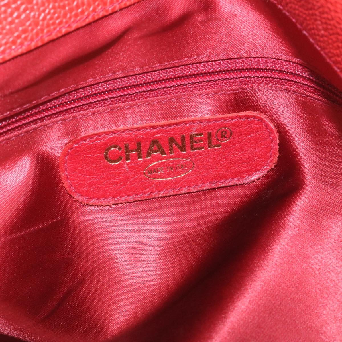 CHANEL COCO Mark Super model Chain Shoulder Bag Caviar Skin Red am2162gA