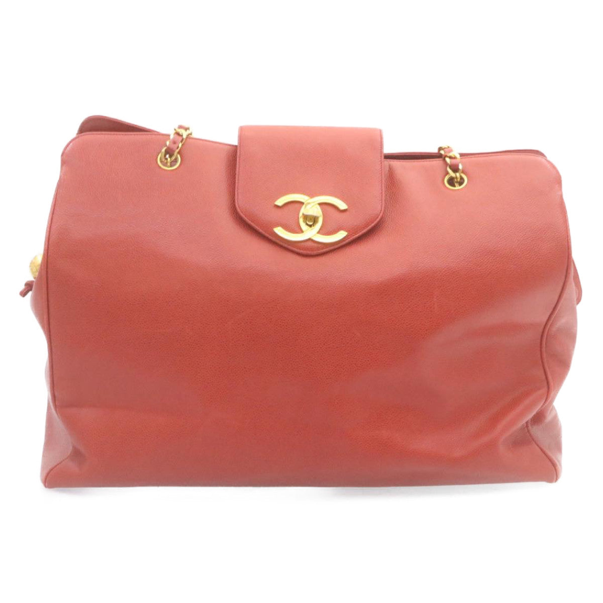 CHANEL COCO Mark Super model Chain Shoulder Bag Caviar Skin Red am2162gA