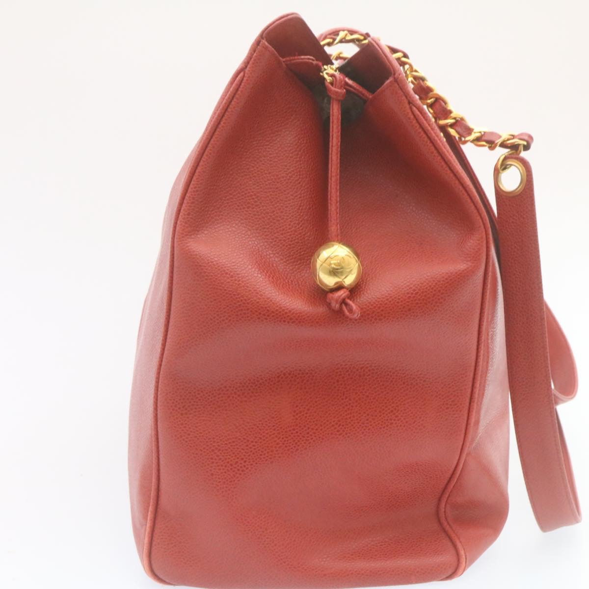 CHANEL COCO Mark Super model Chain Shoulder Bag Caviar Skin Red am2162gA