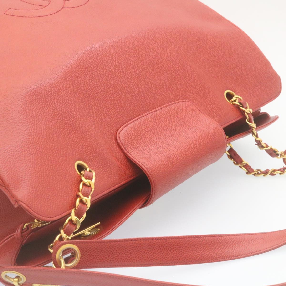 CHANEL COCO Mark Super model Chain Shoulder Bag Caviar Skin Red am2162gA