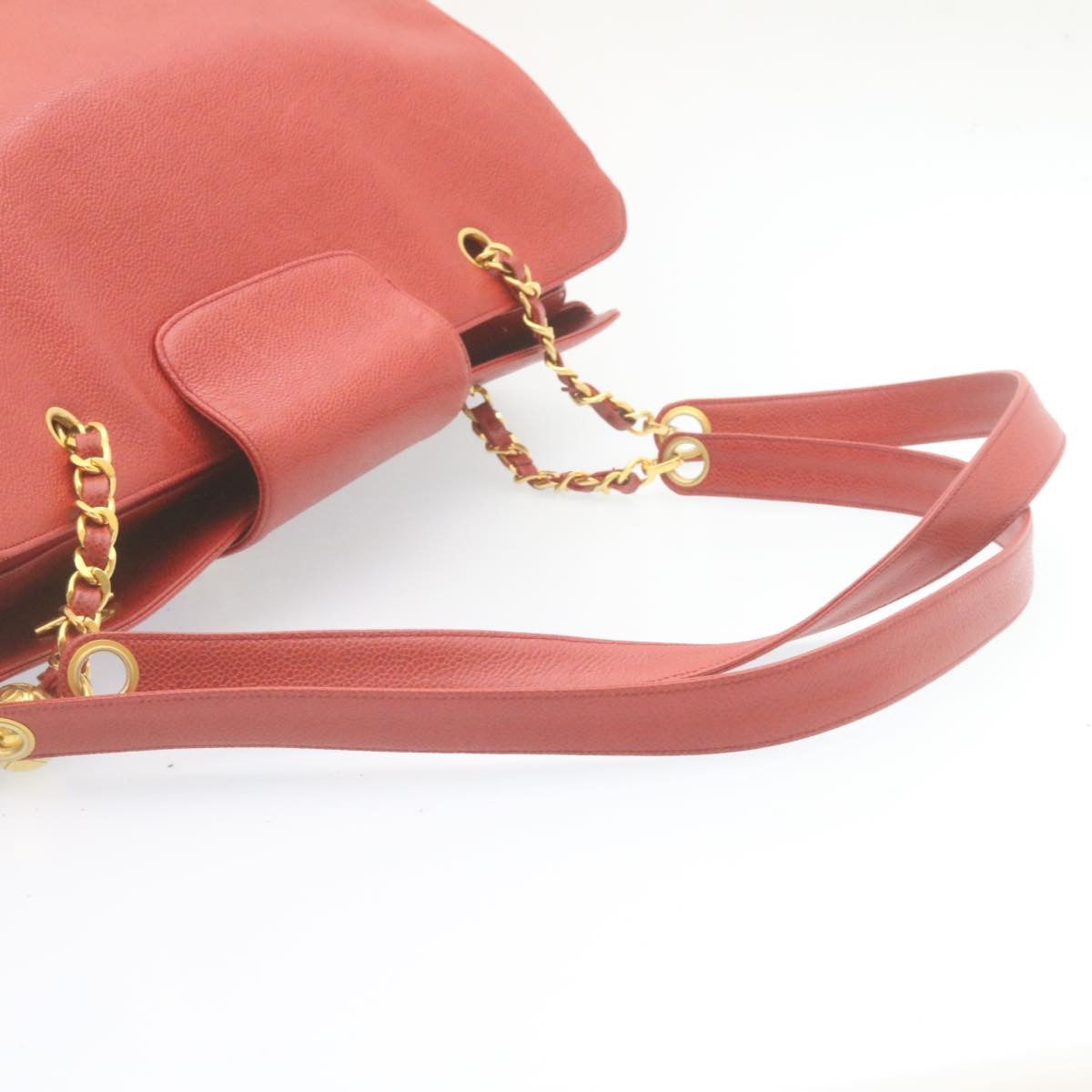 CHANEL COCO Mark Super model Chain Shoulder Bag Caviar Skin Red am2162gA