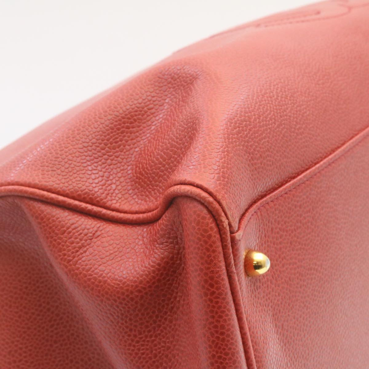 CHANEL COCO Mark Super model Chain Shoulder Bag Caviar Skin Red am2162gA