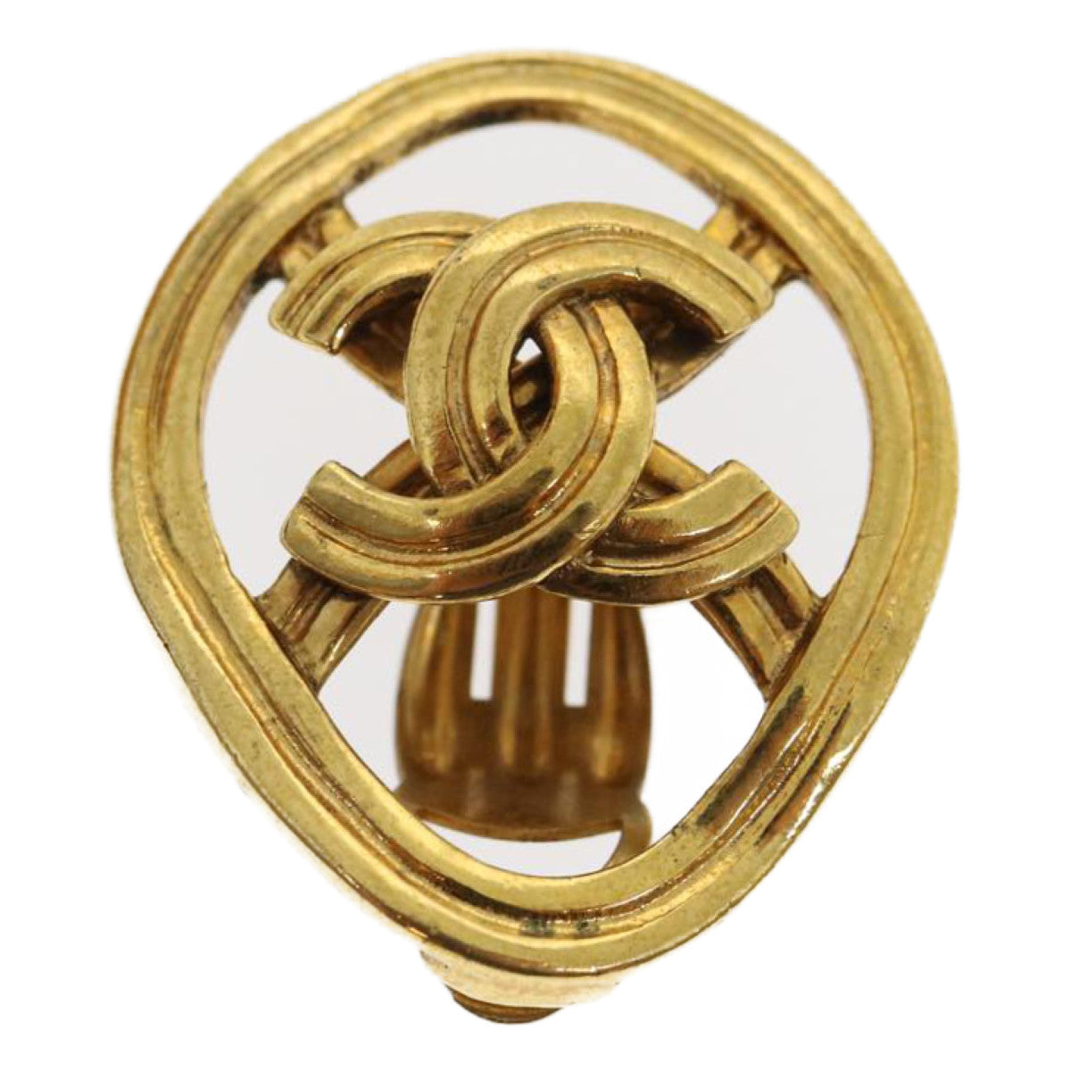 CHANEL COCO Mark Clip-on Earring Gold Tone CC am2421gA