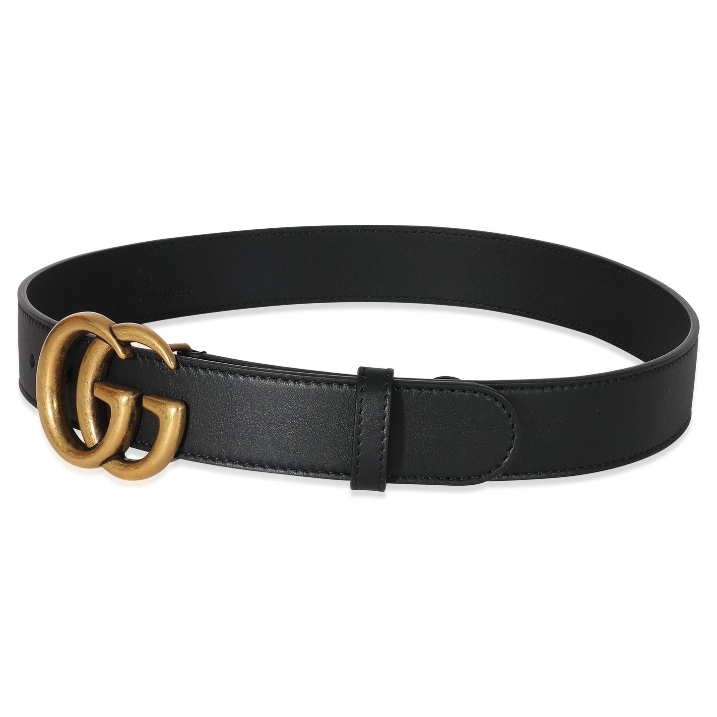 Gucci Black Leather Double G Belt 70/28