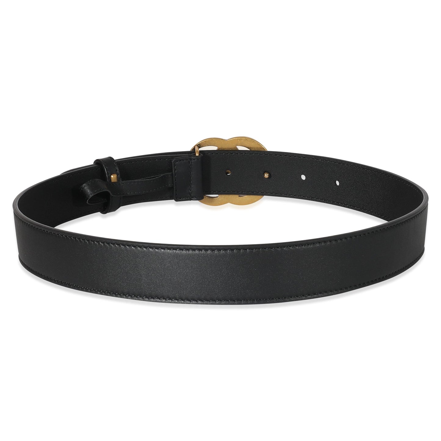Gucci Black Leather Double G Belt 70/28