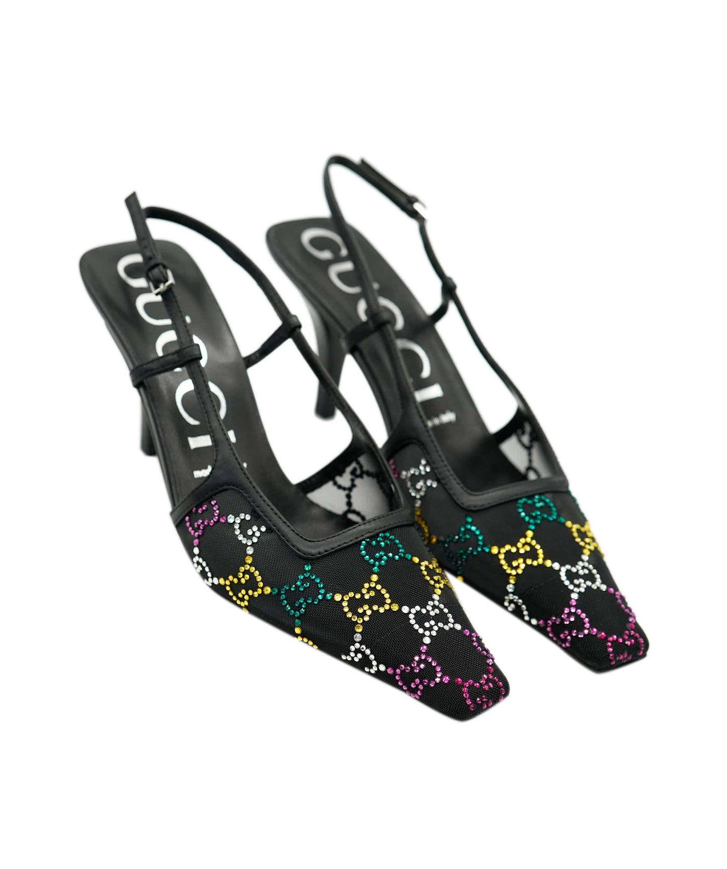 Gucci Black Diamonte GG Kitten Heels ALC1978