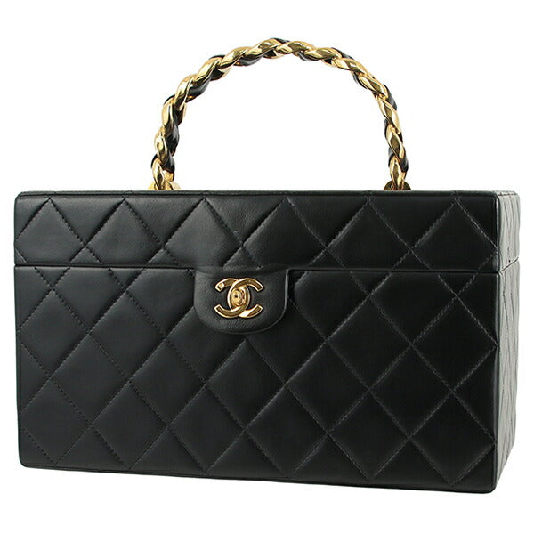 Chanel Vintage Matelasse Vanity Case Leather Handbag