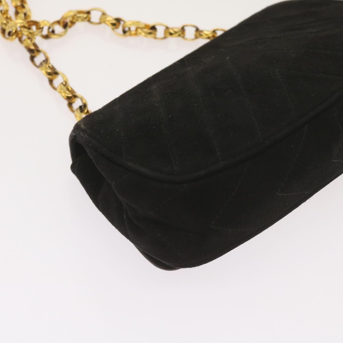 CHANEL Chain Gripoix Shoulder Bag Suede Black CC hk1073