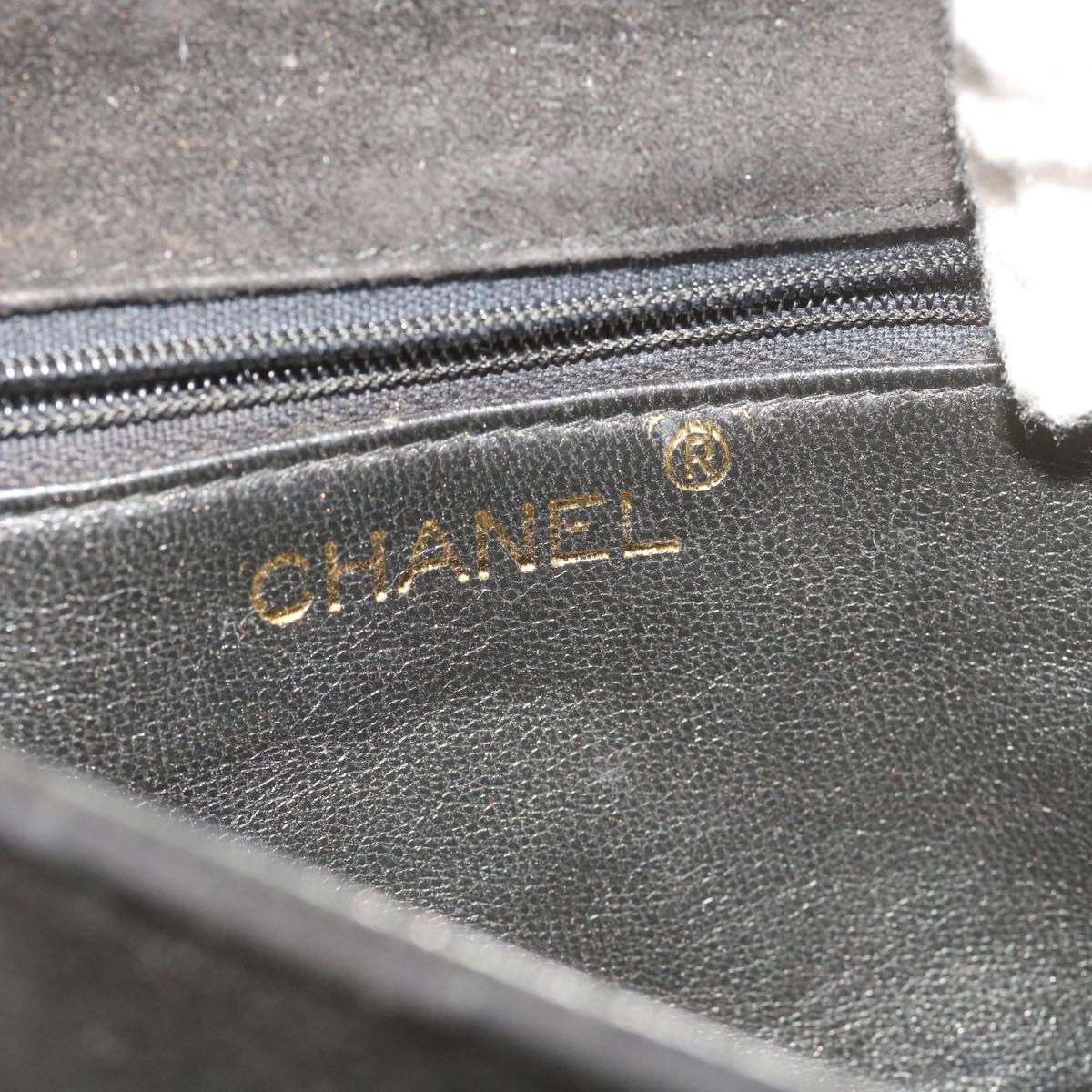 CHANEL Chain Gripoix Shoulder Bag Suede Black CC hk1073