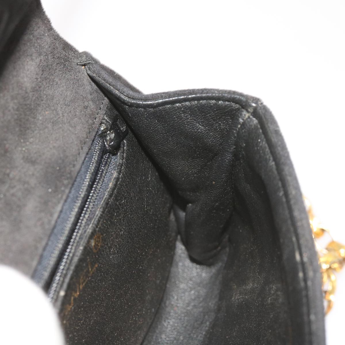 CHANEL Chain Gripoix Shoulder Bag Suede Black CC hk1073
