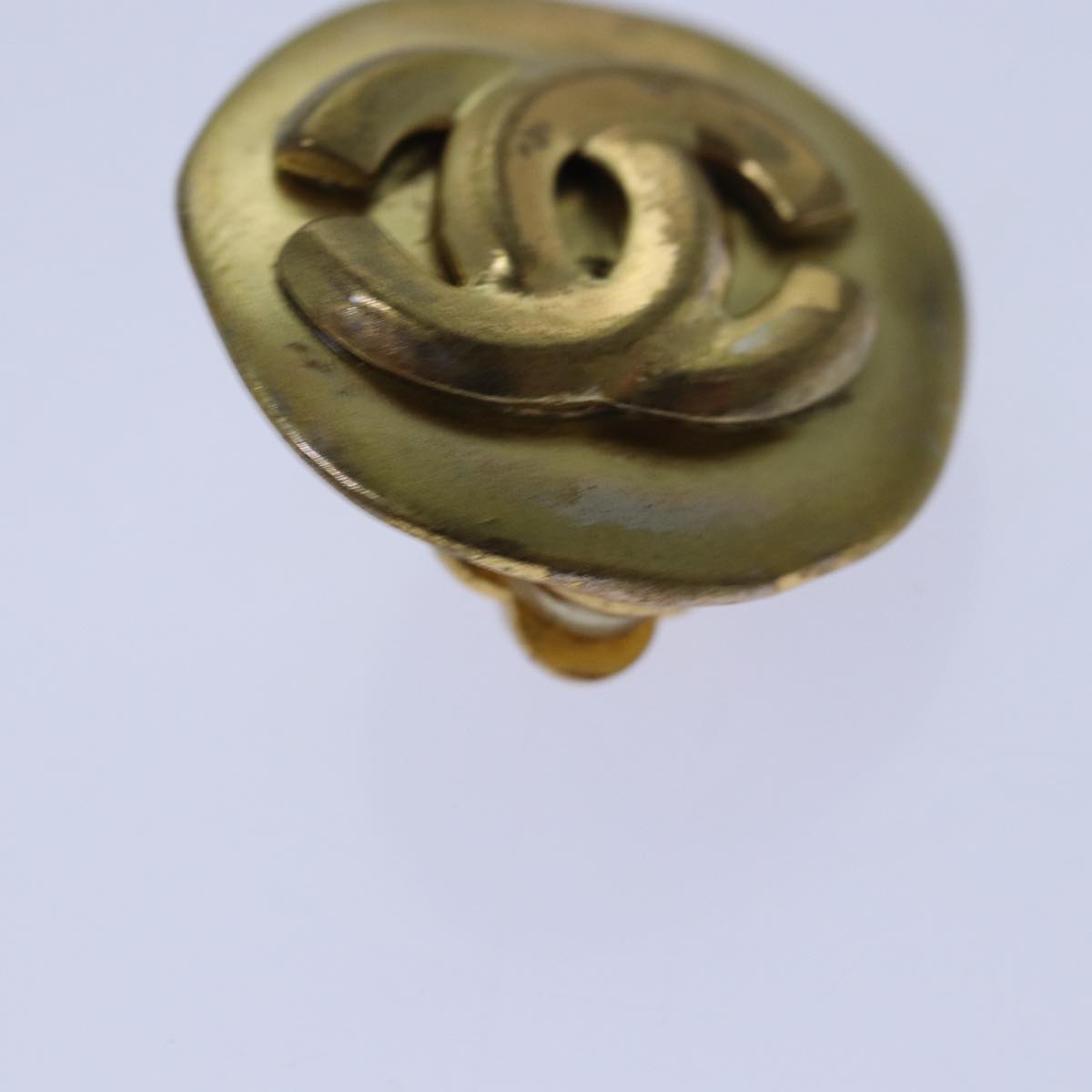 CHANEL COCO Mark Earring metal Gold CC hk1464