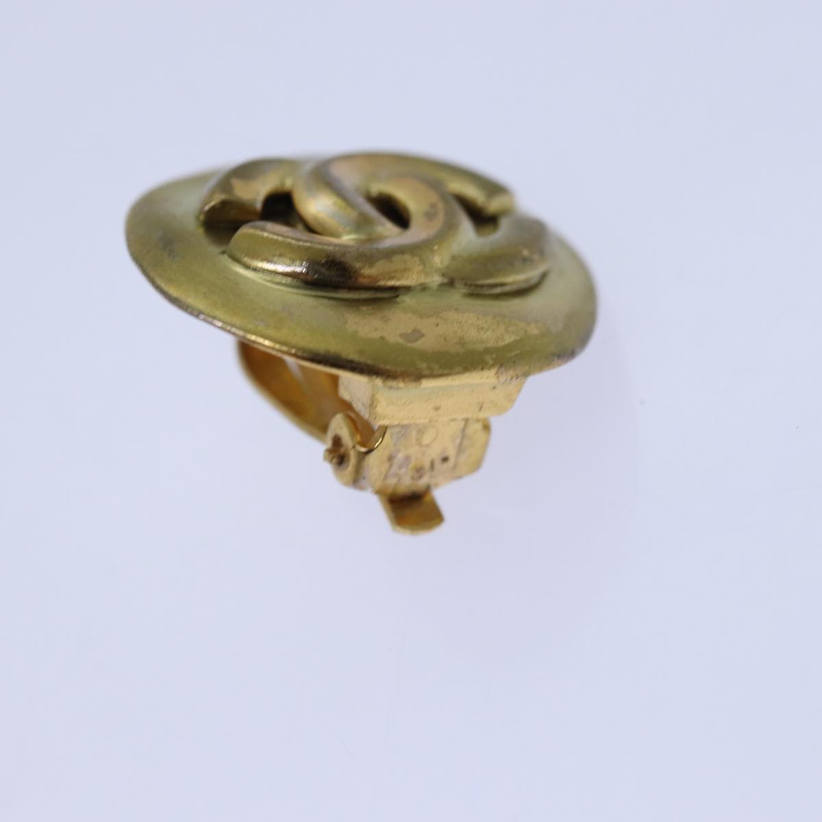CHANEL COCO Mark Earring metal Gold CC hk1464