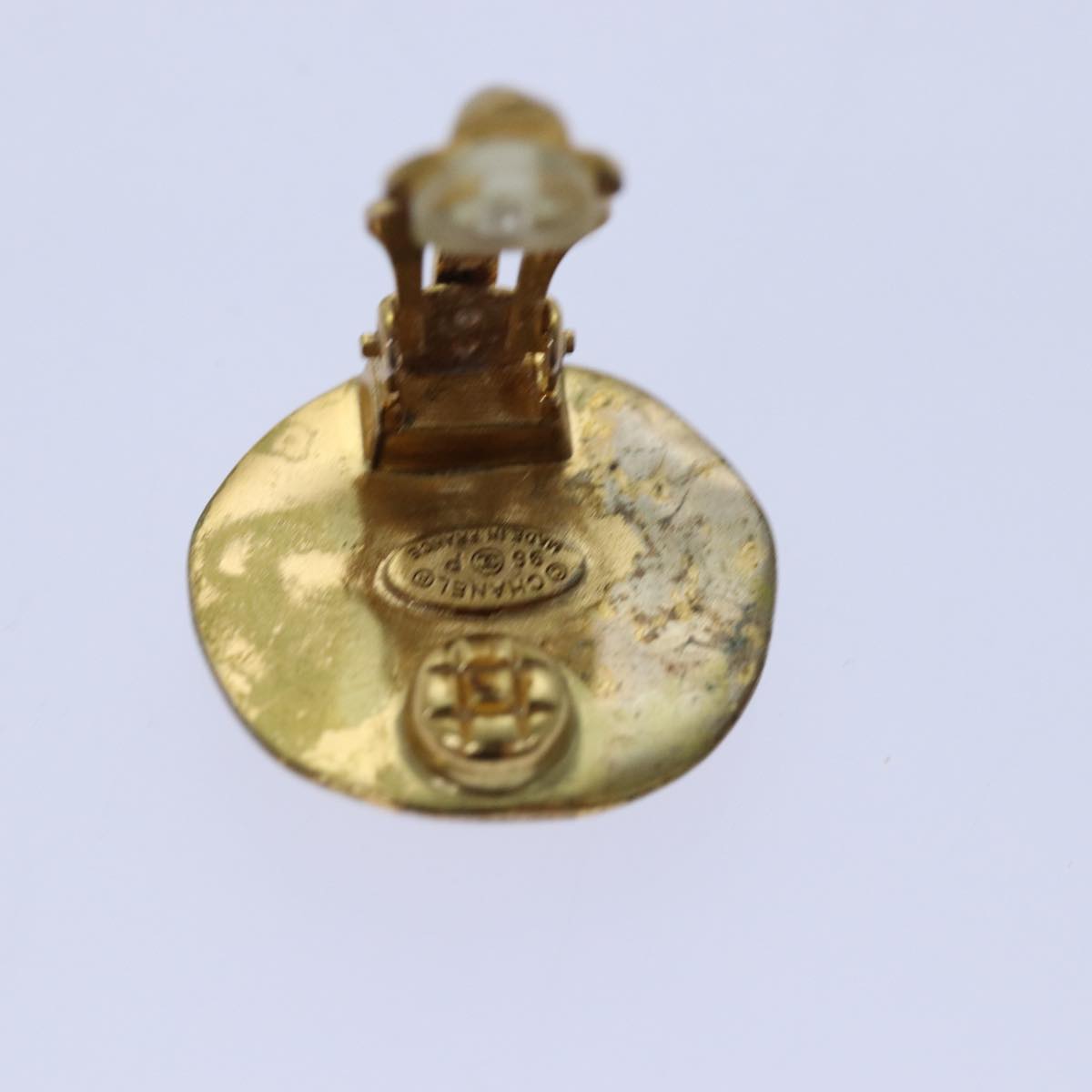 CHANEL COCO Mark Earring metal Gold CC hk1464