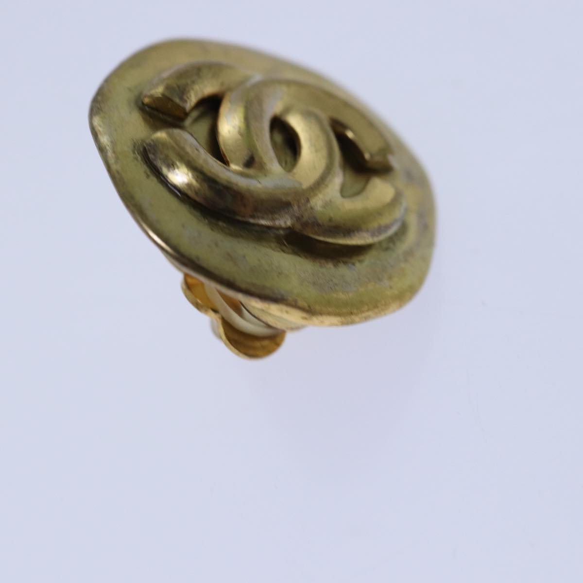 CHANEL COCO Mark Earring metal Gold CC hk1464