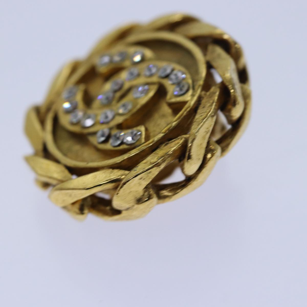 CHANEL COCO Mark Earring metal Gold CC hk1465