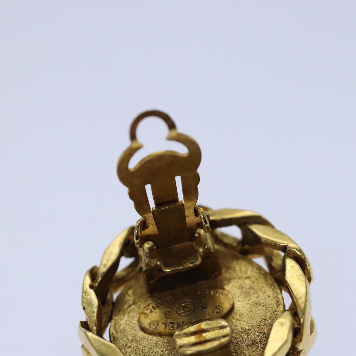 CHANEL COCO Mark Earring metal Gold CC hk1465