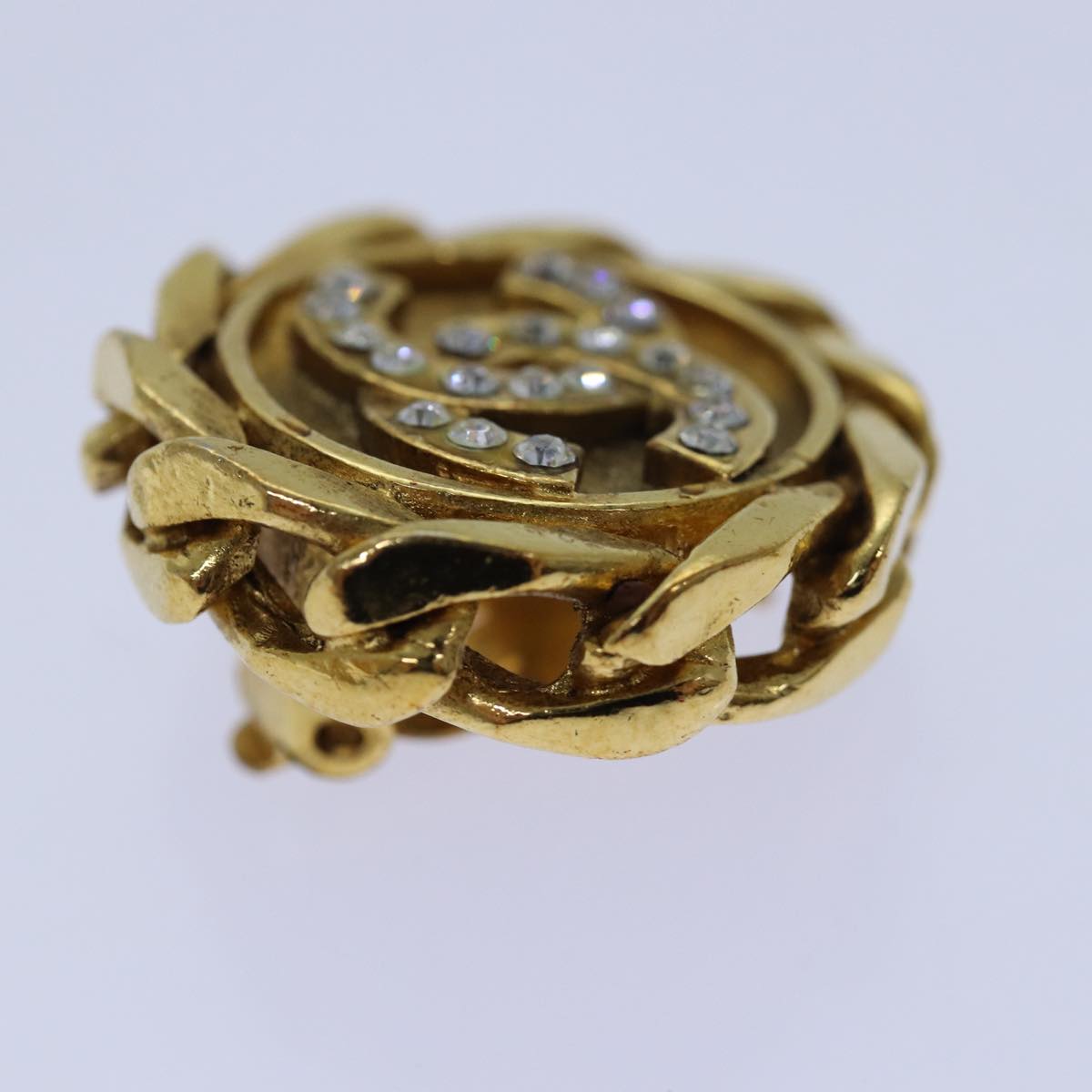 CHANEL COCO Mark Earring metal Gold CC hk1465