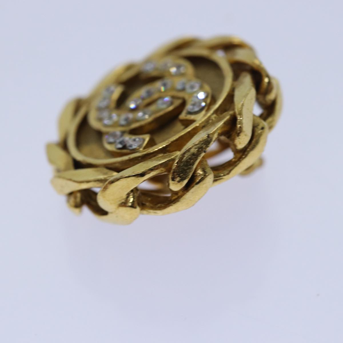 CHANEL COCO Mark Earring metal Gold CC hk1465
