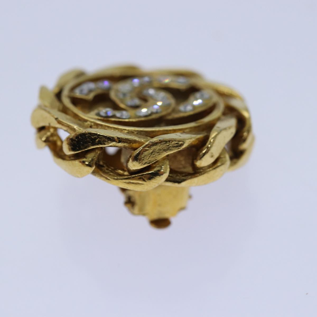 CHANEL COCO Mark Earring metal Gold CC hk1465