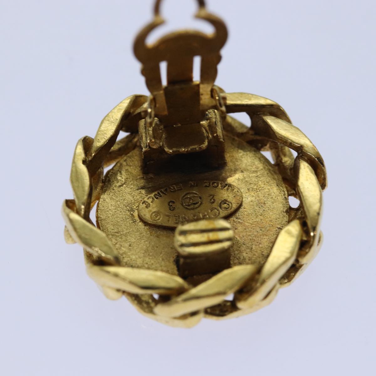CHANEL COCO Mark Earring metal Gold CC hk1465