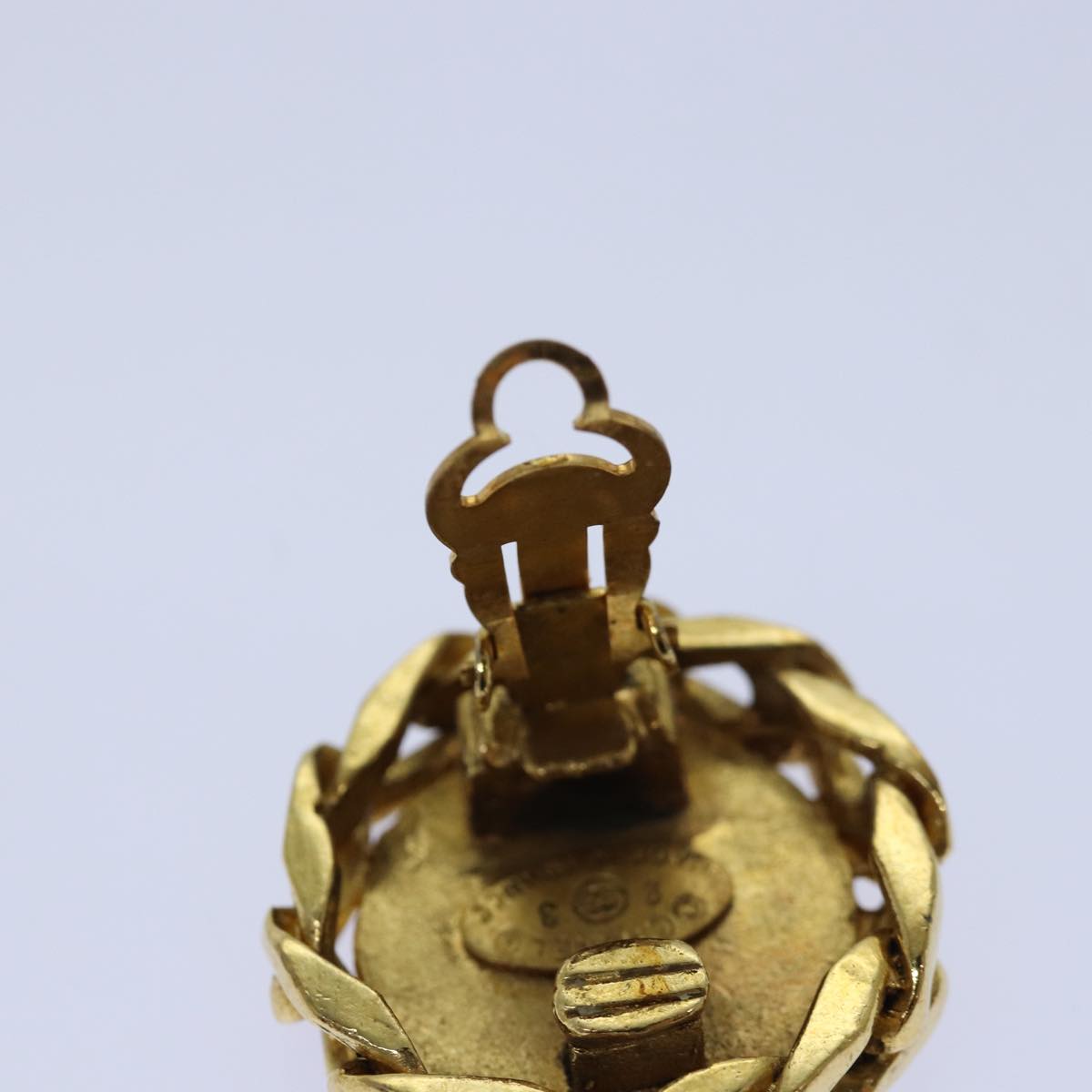 CHANEL COCO Mark Earring metal Gold CC hk1465