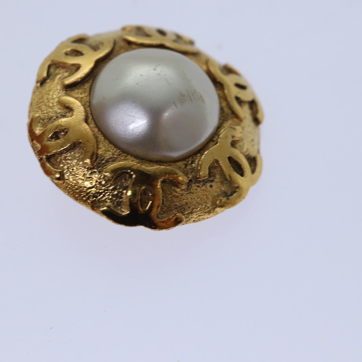 CHANEL COCO Mark Earring metal Gold CC hk1466