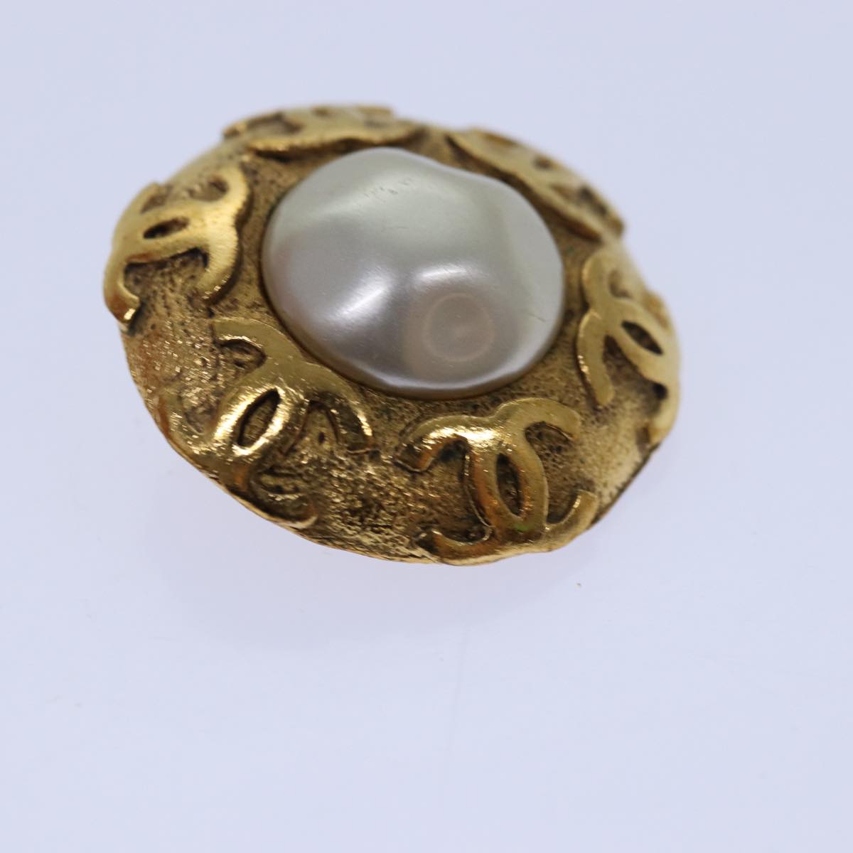 CHANEL COCO Mark Earring metal Gold CC hk1466