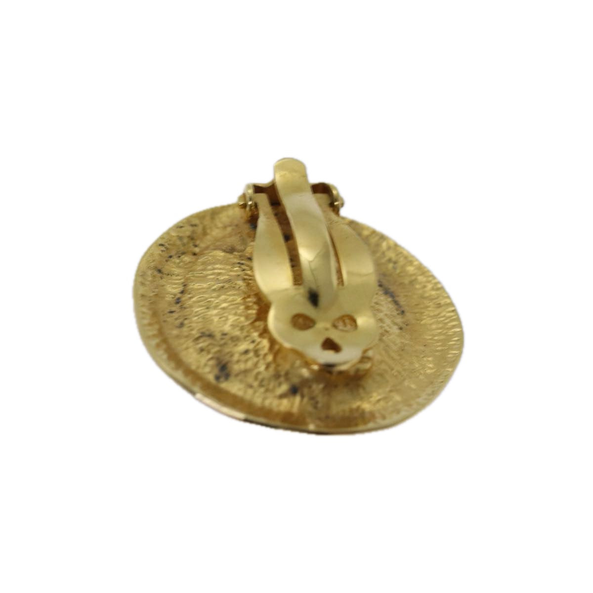 CHANEL Pearl Earring metal Gold CC hk1468