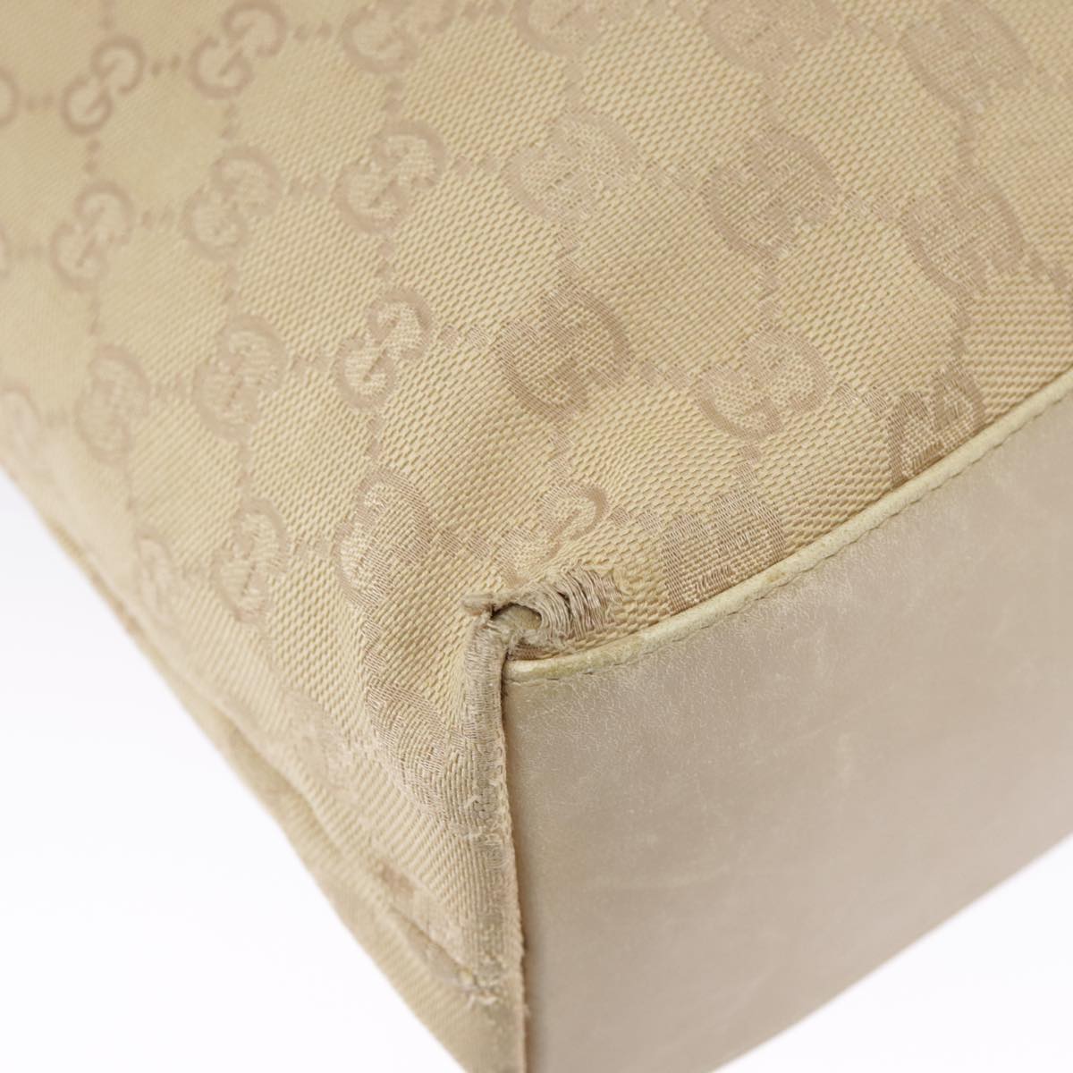 GUCCI GG Canvas Bamboo Tote Bag Beige Gold 92709 hk1719