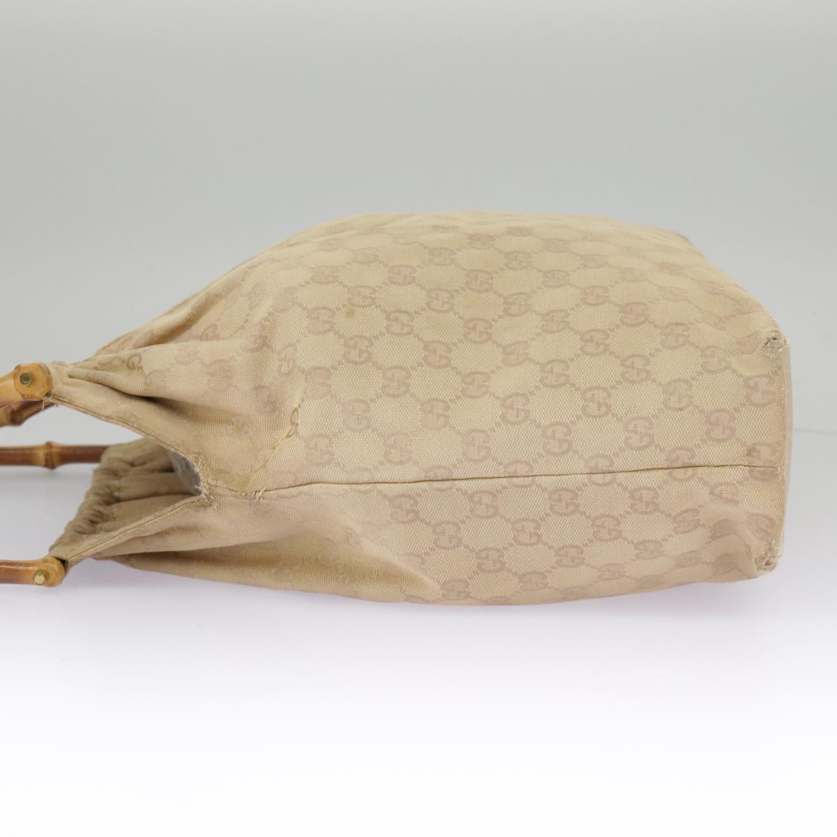 GUCCI GG Canvas Bamboo Tote Bag Beige Gold 92709 hk1719