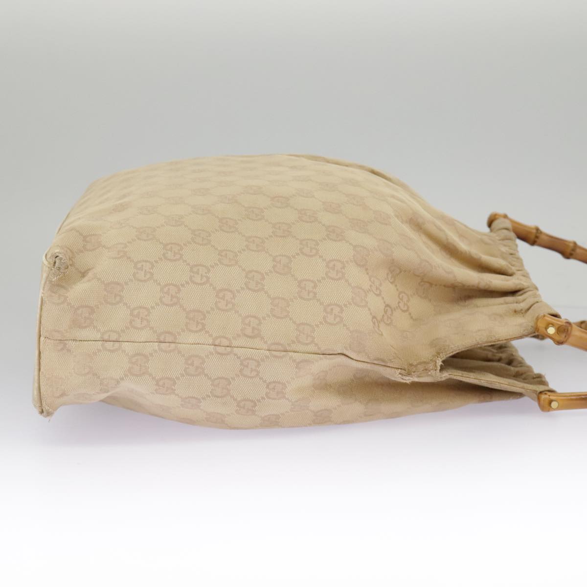 GUCCI GG Canvas Bamboo Tote Bag Beige Gold 92709 hk1719