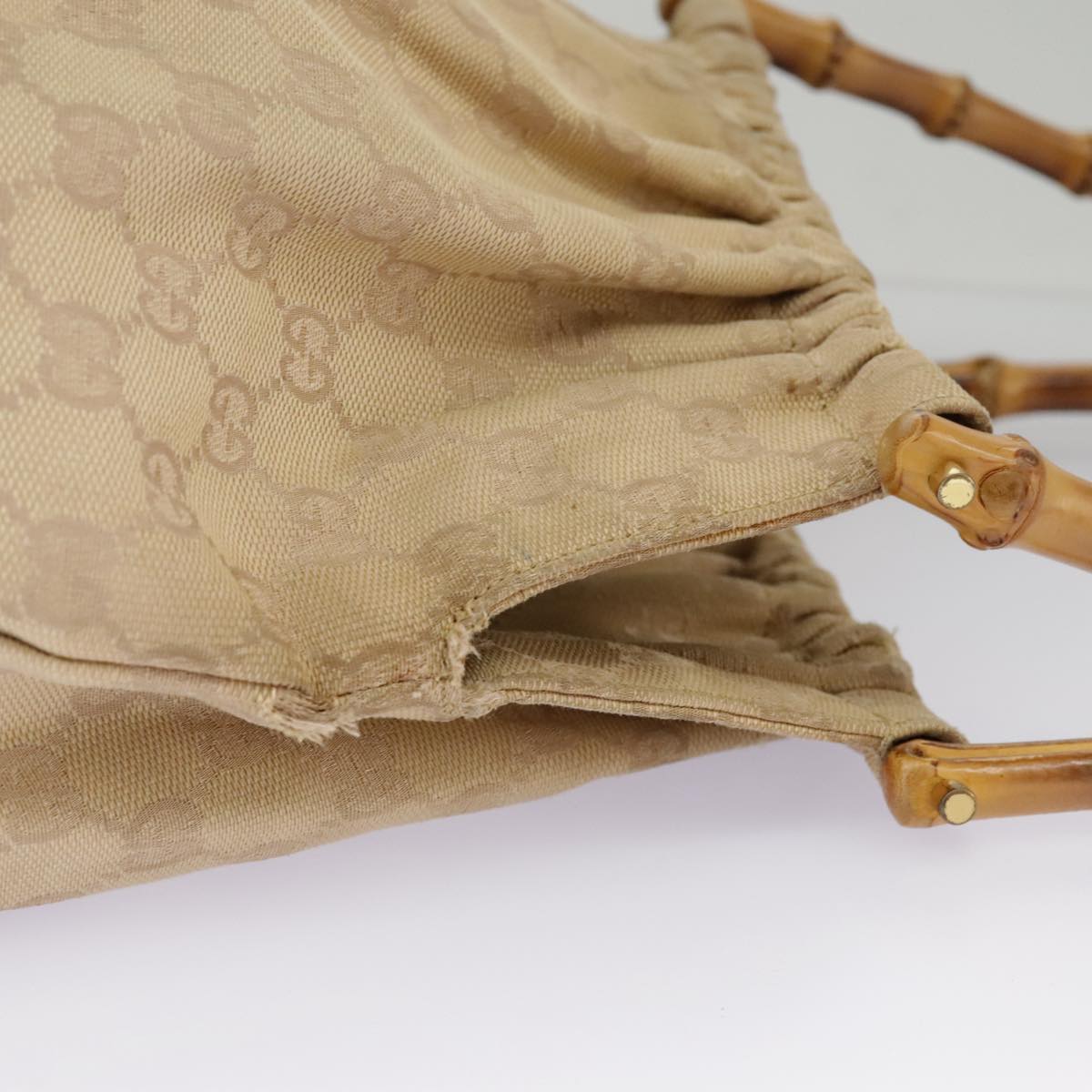 GUCCI GG Canvas Bamboo Tote Bag Beige Gold 92709 hk1719