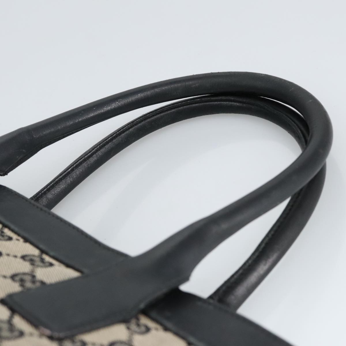 GUCCI GG Canvas Tote Bag Black Beige hk1721