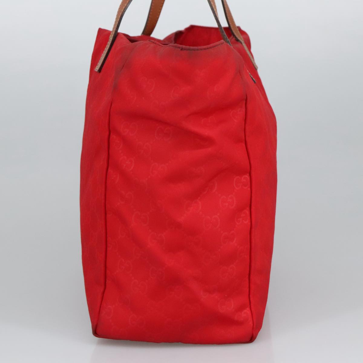 GUCCI GG Canvas Tote Bag Nylon Red Silver 282439 hk1724