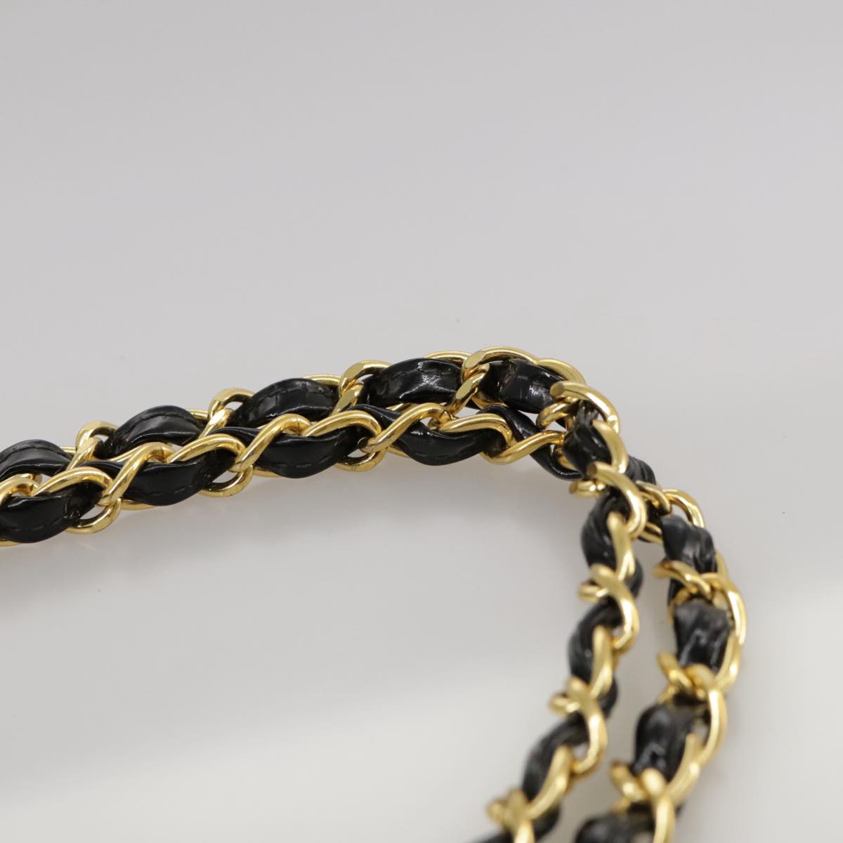 CHANEL Matelasse Chain Hand Bag Patent leather Black Gold CC hk1896