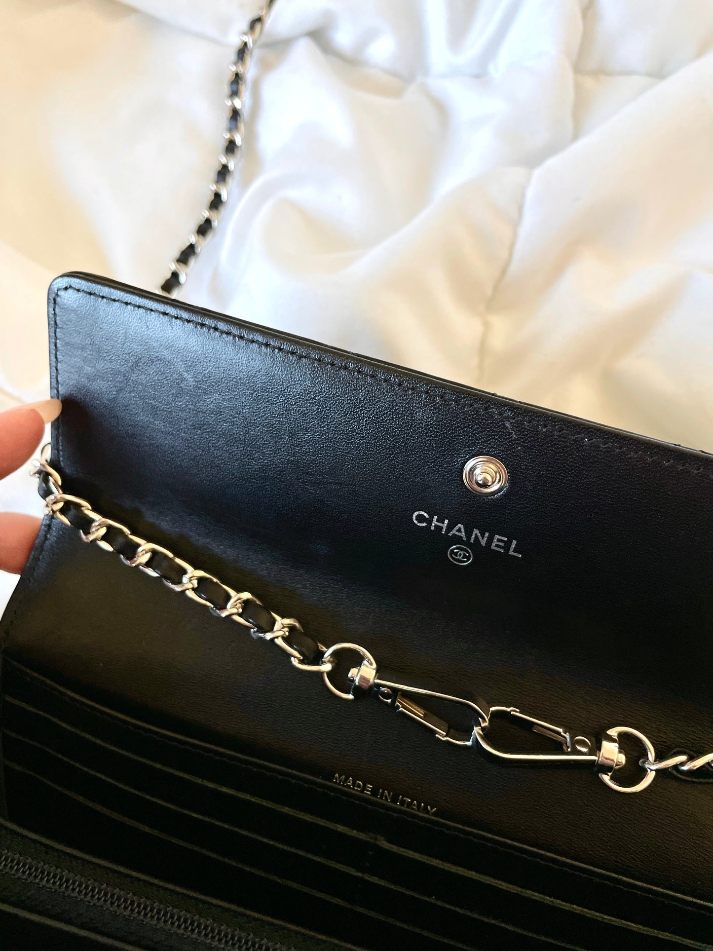 Chanel Patent Wallet on Chain